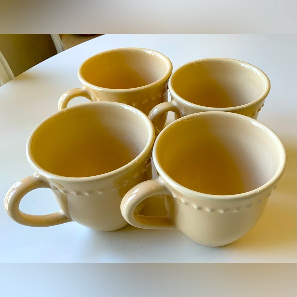 Pottery Barn Emma Yellow 4 Mugs